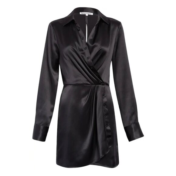 Reformation Dresses & Skirts - NEW Reformation Alaine 100% Silk Dress Black 2